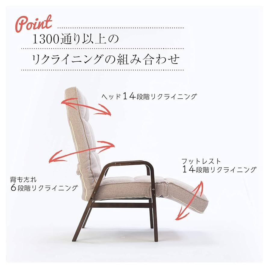 【新品】フットレストつき高座椅子 リクライニング 組立式　チェア 高座椅子 リクライニング フットレスト 座椅子 肘掛け